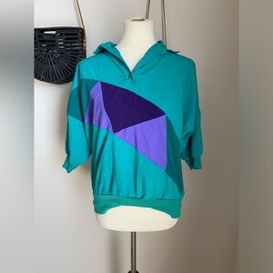 Vintage Cortiva Popover Sweatshirt Green Stripes
